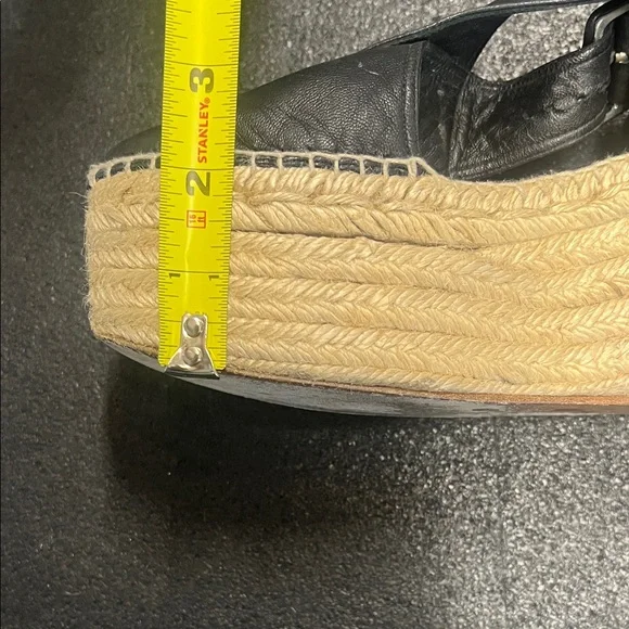 Celine Black Leather Espadrille Wedge Slingbacks - Picture 7 of 7